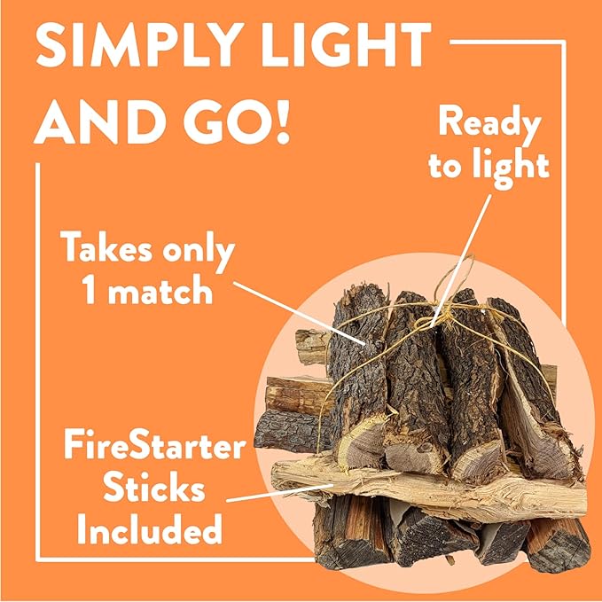 Billy Buckskin 18 LB Juniper Firewood Bundle – Aromatic & Seasoned Wood Logs with Fatwood Starter Sticks for Fire Pit, Campfire, Fireplace, Wood Stoves and Outdoor Grilling