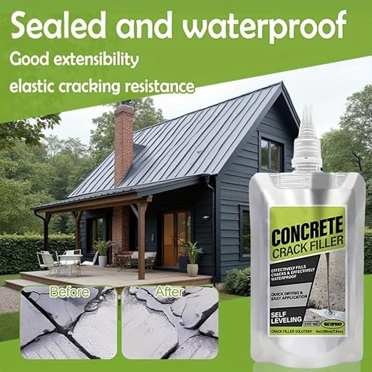 All-Surface Waterproof Crack Filler, Concrete Crack Filler, Heavy-Duty Concrete Crack Repair,Quick-Drying Waterproof Sealer for Outdoor Concretes, Home Repairs, and Renovations (1Pcs)