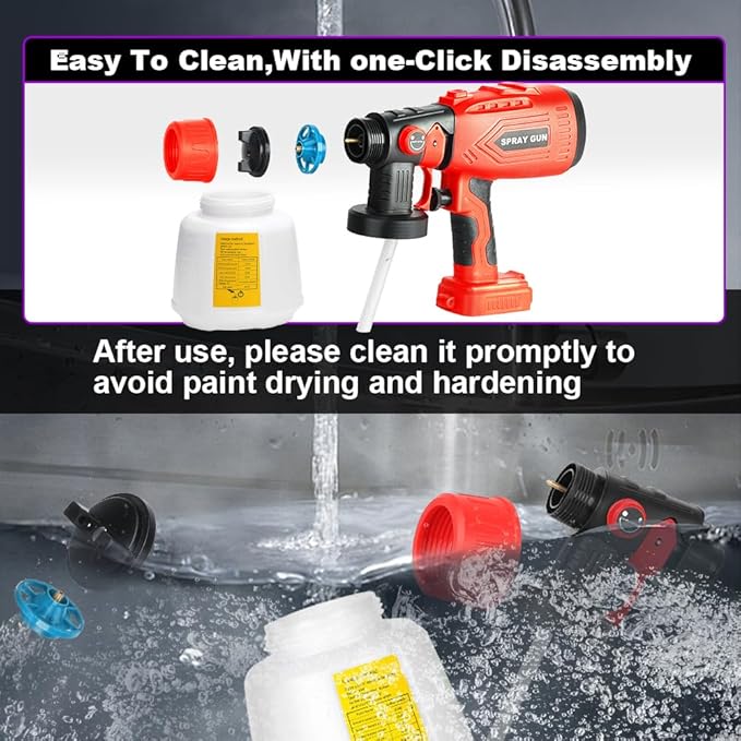 Cordless Paint Sprayer Compatible with Craftsman 20V Battery (Tool Only) 200W HVLP Paint Gun, 3 Spray Patterns & 4 Size Nozzles for Cabinets,Walls,Furniture,House Painting