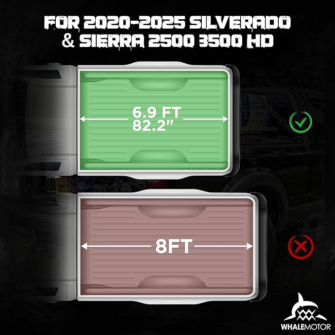 Truck Bed Tonneau Cover Compatible with Chevy Silverado & GMC Sierra 2500 3500 HD 2020(New) 2021 2022 2023 2024 2025 6.9 ft Box(No CarbonPro Bed), Soft Folding Style((Quad Fold)