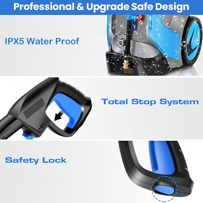 Pressure Washer 5000PSI 4.0GPM Power Washers with M22-14mm Pressure Hose 33FT, Power Sprayers High Pressure with 1/4" QC Compatible Surface Cleaner for Home Cars Driveways, Blue