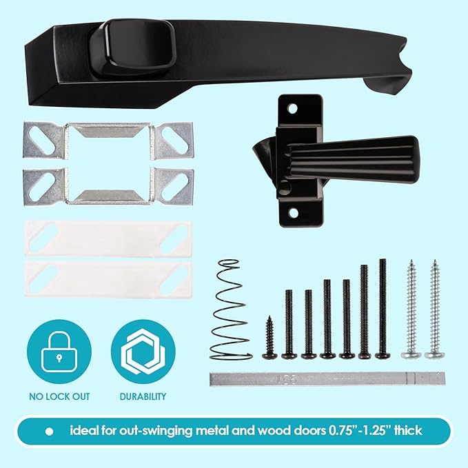 Screen and Storm Door Closer Kit, All in ONE, Closer for Heavy Storm Doors | Screen and Storm Door Push Button Latch Set | Storm Door Protector Chain and Spring