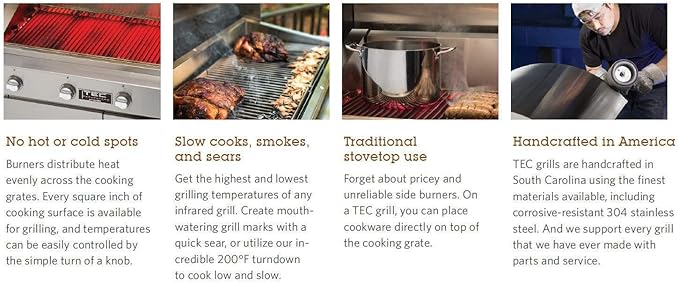 TEC Patio 2 FR Infrared Built-In Grill with Half Warming Rack (PFR2LP-PFR2WR19), Propane Gas