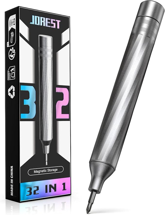 JOREST 32 in 1 Multi Bit Small Precision Screwdriver Set Magnetic, Pen Screwdriver Set, Men's Gifts, Mini Repair Tool Kit for Eyeglasses, Watches, MacBook, Laptop, PS5, Xbox, Camera, Electronics