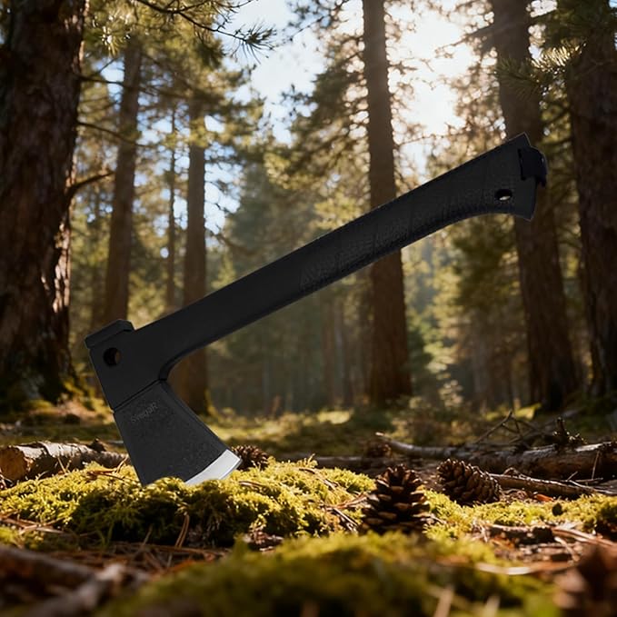 Camping Axe and Hatchet Multi-Tool – 14" Survival Outdoor Axe, Includes Handsaw, Fire Starter, Sheath, Fishing Kit & Whistle – Compact Tool for Camping, Hiking & Bushcraft