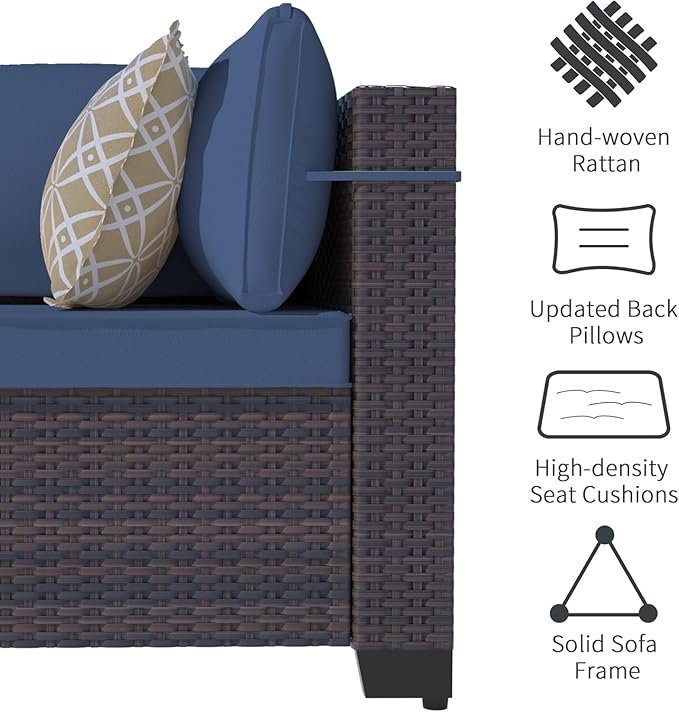 11 Pieces Patio Furniture Set with 2 Swivel Chairs Patio Furniture Outdoor Sectional Sofas with 55000 Gas Fire Pit Patio Conversation Set w/7 Cushions