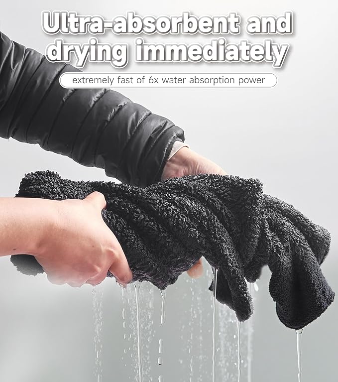 Drying Towel for Car Detailing Super Absorption Water Microfiber for Tender Care Thickened Towel for Speeding up Drying Car 23.62''*35.43''