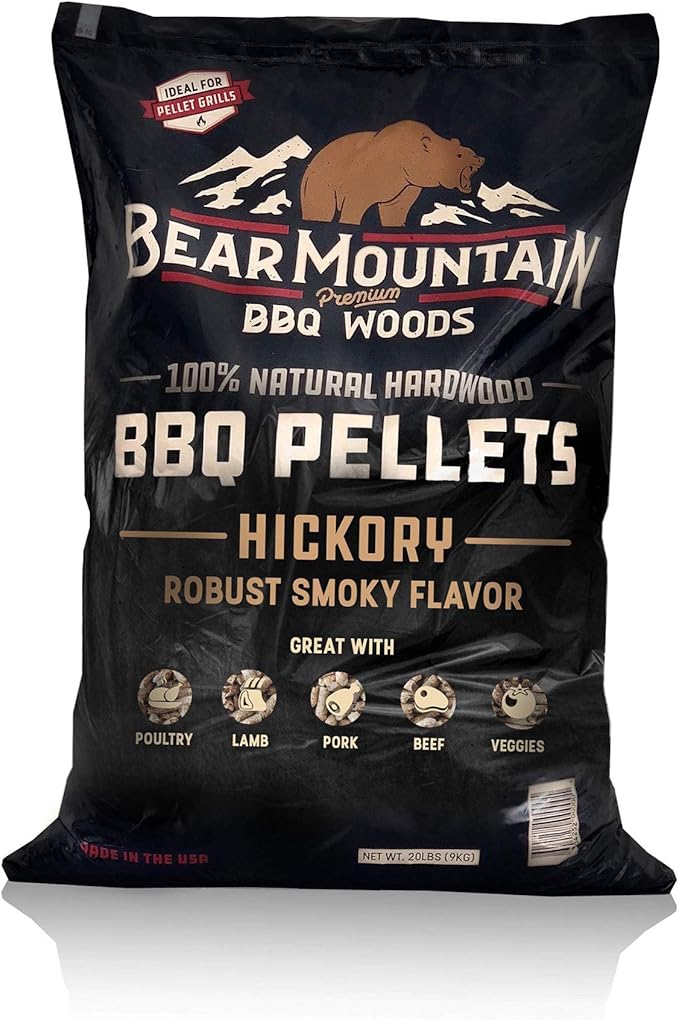 Bear Mountain Premium BBQ Woods FK14 Premium All Natural Low Moisture Hardwood Smoky Hickory BBQ Smoker Pellets for Outdoor Grilling, 20 Pound Bag (Pack of 4)