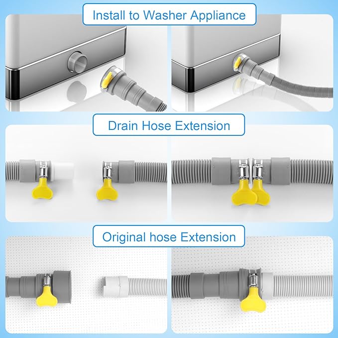 10ft Washing Machine Drain Hose, Universal Drain Hose Extension Kit for Washer, Dishwasher, Flexible Discharge Hose for LG/GE/Samsung, Fit up to 1-1/2 Inch Drain Outlets (10)