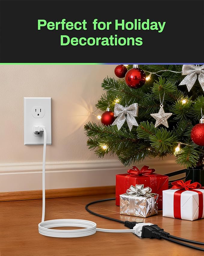 BN-LINK 3-Outlet Indoor Extension Cord, 6/9/12 ft Variety 3-Pack, 16/2 SPT-2, 2 Prong Polarized Plug, White Household Power Cord for Home, Office & Holiday Decorations