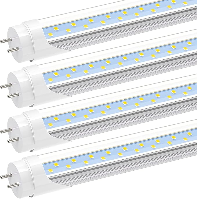 JESLED T8 LED 4FT Type A+B Light Bulbs, 24W(65W Equivalent), 3000LM, 6000K Super Bright, Plug and Play or Ballast Bypass, 4 Foot LED Fluorescent Tube Replacement, ETL Listed, Dual-Ended, Clear(4-Pack)