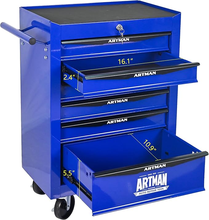 6 Drawers Tool Cart on Wheels, Multifunctional Rolling Tool Box, Drawers Rolling Trolley Organizer Tool Storage Chest for Warehouse,Garage,Workshop,Repair Shop (6 Drawers-30.5" H)