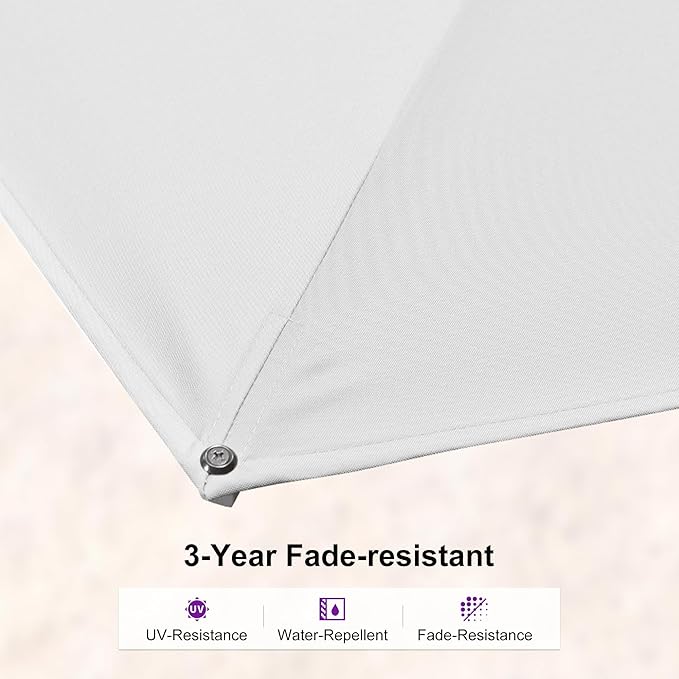 PURPLE LEAF 10 FT Right-left Tilt Patio Umbrella Swivel White Cantilever Umbrella with Tilt Aluminum Outdoor Umbrella with 360° Rotation for Deck Pool Garden, White