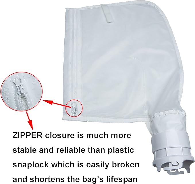 ATIE Pool Cleaner Fine Mesh Bag with Zipper Enclosure, Compatible with Pentair Kreepy Krauly Legend, Platinum, Letro Pool Cleaners Debris Bag 360002 and EU16 Bag