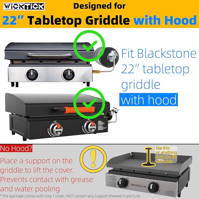 Griddle Cover for Blackstone 22 inch Tabletop Griddle with Hood, Full Coverage Propane Fuel Cylinder, Waterproof 600D Heavy Duty Grill Covers Outdoor BBQ Grilling Accessories