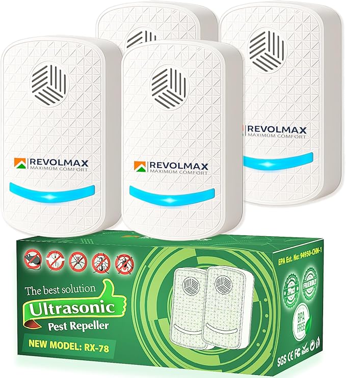 RX-24, Ultrasonic Pest Control Repeller - Electronic & Ultrasound, Indoor Plug-in Repellent - Get rid of - Rodents, Mice, Squirrels, Bats, Insects, Bed Bugs, Ants, Fleas, Spiders, Roaches (6Pack)