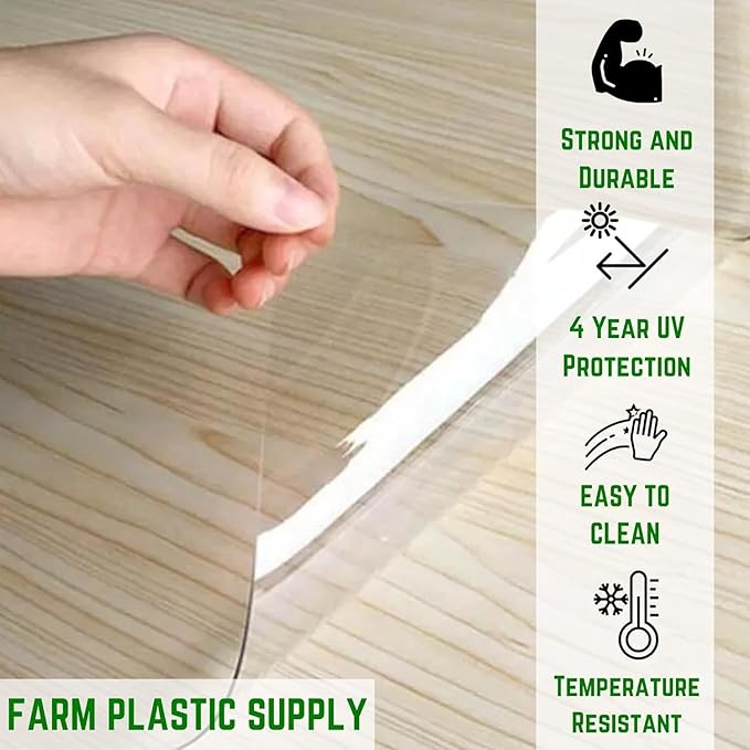 Farm Plastic Supply - Clear Vinyl Sheeting - 15 Mil - Clear Vinyl Roll, Storm Windows Covering, Protection, Tablecloth Protector (4' x 125')