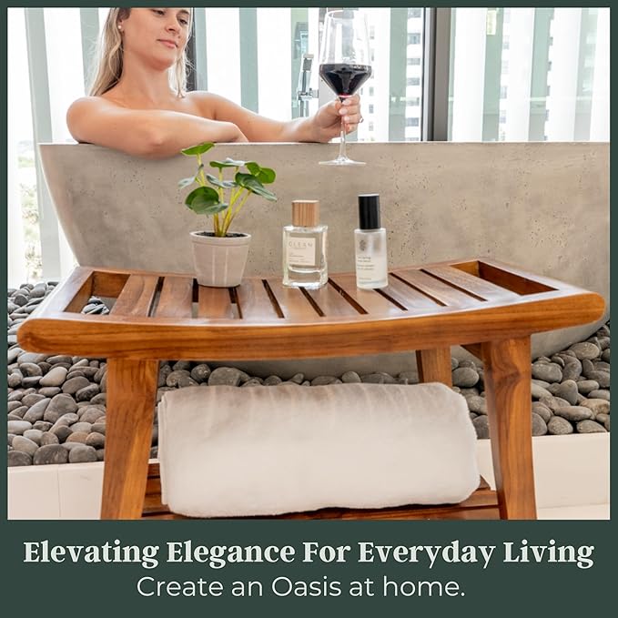 Zionathan Teak Shower Bench, 25 inch, Brown, Teak Wood, Bench, Bath-and-Shower-Safety-Seating-and-Transfer-Benches