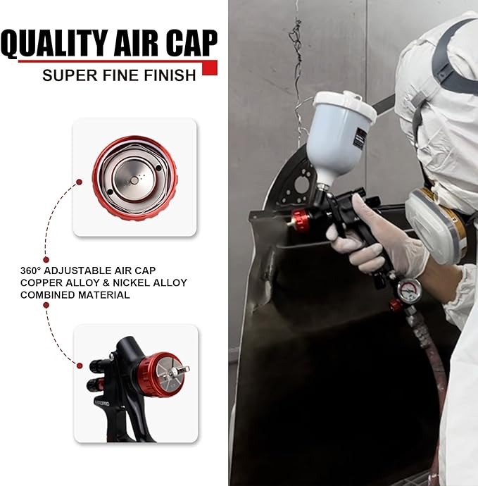 AEROPRO Tools A608 HVLP Air Spray Gun, 1.3mm Nozzle, 600cc Plastic Cup, Auto Paint Spray Gun, Automotive Paint Gun, Body Repair Paint Spray Guns, Car Paint Gun for Touch Up, Primer, Top Coat