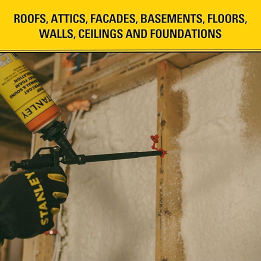 STANLEY F 990P Supercoat Spray Foam Insulation - Closed Cell Spray Foam Covers Up to 480 Sq.Ft.,(11.32/2 inch R-Value) - Gun Use, Gun Not Included - 27.1 oz, 24 Pack