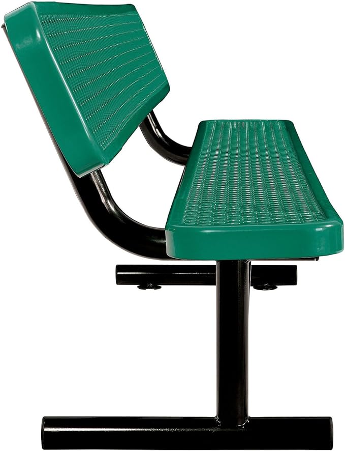 Global Industrial 8'L Heavy Duty Expanded Metal Mesh Bench with Backrest with Steel Frame, Portable Outdoor Bench, 1000 lbs Capacity, Green, 96" L x 24" W x 33" H