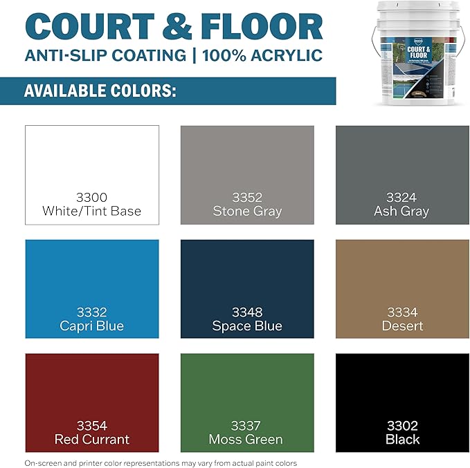 DYCO Court & Floor Anti-Slip Coating - Slip-Resistant Pavement, Cement & Concrete Paint for Pickleball, Tennis & Basketball Courts, Exceeds ADA Standards for Safety Areas (Desert, 5 Gallons)
