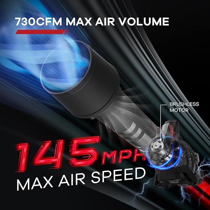Enhulk 58V Cordless Leaf Blower, 730CFM 145MPH Brushless Power, with 2.5Ah Battery & Charger, Variable Speed & Turbo Mode for Yard, Leaves, Dust, and Snow