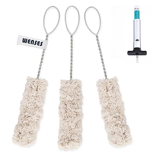 Tire Lube Brush Applicator Swab (3-Pack), 11.5" Length, Includes Tread Depth Gauge