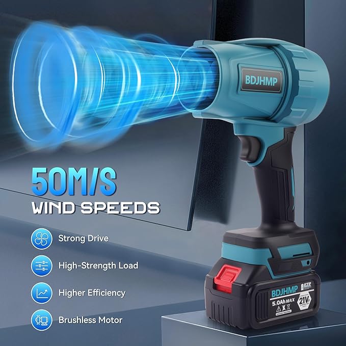 Leaf Blower Cordless, 21V 350,000RPM Portable Dust Cleaner Handheld Leaf Blower w/ 5.0Ah Batteries & Charger, Lightweight Blower for for Lawn, Yard, Patio, Sidewalk and Car Cleaning
