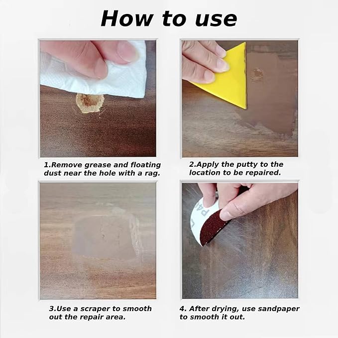Wood Filler Putty,9.87 Ounce Wood Filler Stainable and Paintable,Natural Putty,Wooden Repair Kit for Quickly Repair Any Breaks,Cracks,Chips,Defects in Wooden Furniture,Easy to Use and Sand