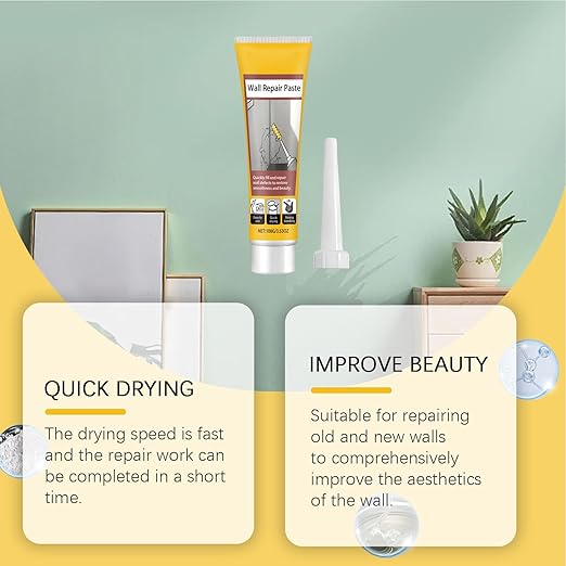 Wall Repair Paste, Quick Drying Filler, 5.5x16.3cm, Drywall Hole Patch, Ceiling CrackSealer, SmoothFinish Paste, for Bedroom, Kitchen, Garage, Living Room