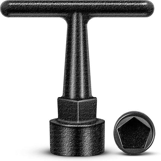 Enhon Curb Box Wrench for Pentagon Curb Boxes, Water Meter Wrench for Penta Socket, T Handle Penta Tool, Water Valve Shut Off Tool (1 Pack,Black)