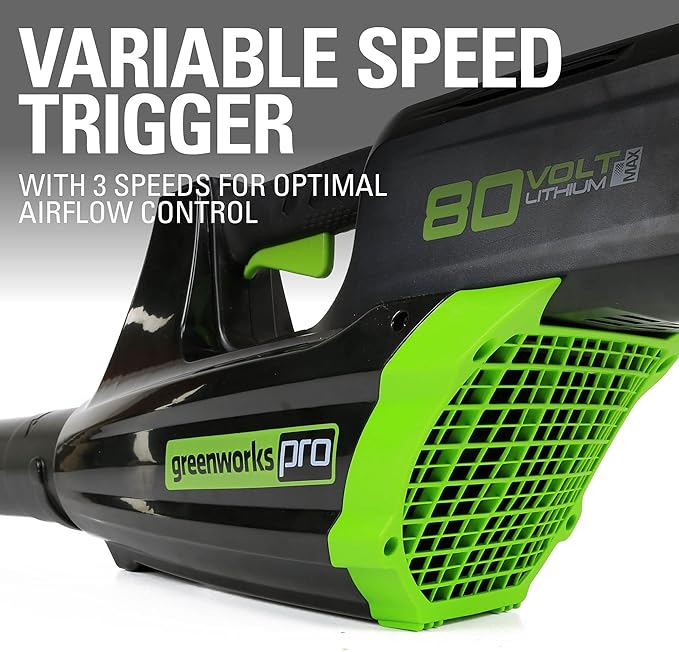Greenworks 80V (125 MPH / 500 CFM / 75+ Compatible Tools) Cordless Axial Leaf Blower, Tool Only