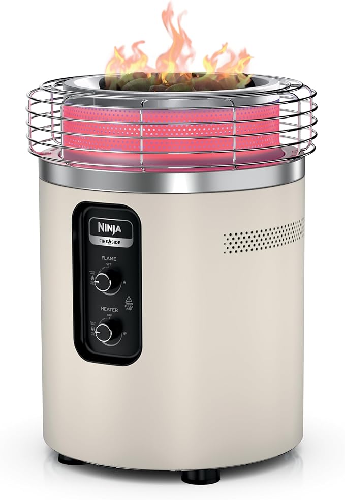 Ninja |Fireside360™ | Outdoor Heater & Fire Pit| 3 Modes: Flame, Heat, Flame & Heat| Portable for Patio, Deck, Camping, Beach | Easy Control Flames & Heat| Push to Start Ignition| Stone | OF101ST