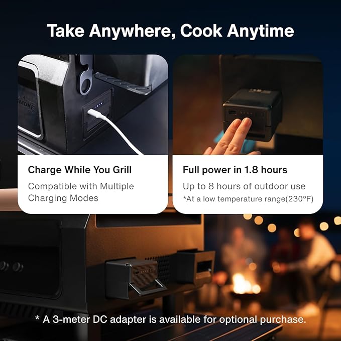 ASMOKE Essential V2 - Smart Portable Wood Pellet Grill & Smoker with 5" LCD Screen, 8-in-1 Grill,8H Battery, Effortless Cleaning, Wi-Fi Smart Control, 271 sq.in,Fit for Family BBQ & Outdoor Cooking