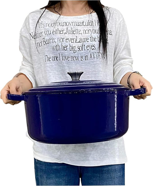 Commercial Grade, Cast Iron Enameled Cookware (Blue, Duch Oven 7qt)