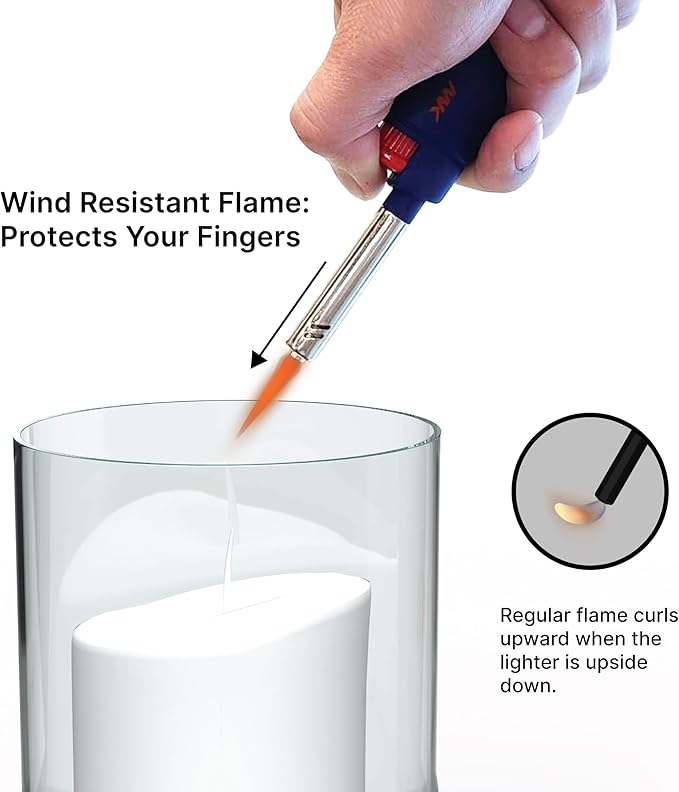MK Lighter 10PCS Candle Lighters, Windproof Flame, Ideal as Lighters for Candle, BBQ Lighters, Camping, Outdoor, Butane Refillable, Multipurpose (3BL HUE -10PC)