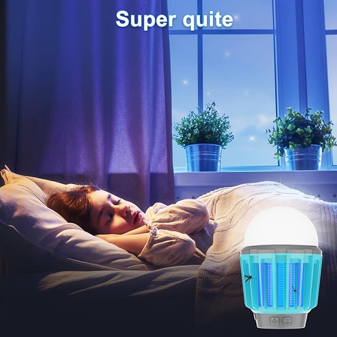 Wisely Bug Zapper Outdoor/Indoor Electric, USB-C Rechargeable Mosquito Killer Lantern Lamp, Portable Insect Electronic Zapper Indoor Trap, with LED Light Oceanblue