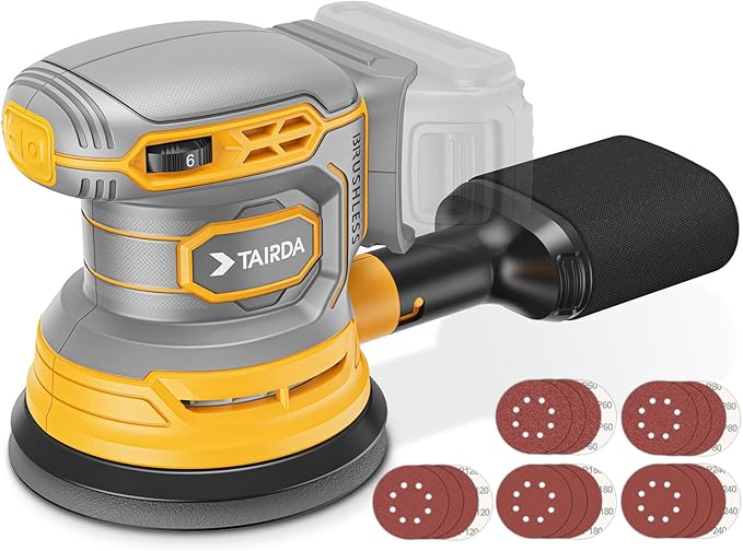 Cordless Random Orbital Sander Compatible for Dewalt 20v 60v Battery(NO Battery), Electric Palm Orbital Sander With Dust Collector, 6 Variable Speeds, 20Pcs Sandpaper For Sanding Polishing Woodworking