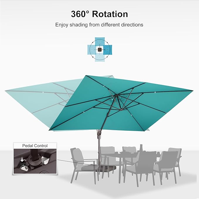 PURPLE LEAF Cantilever Umbrella with 360 Degree Rotation For Garden Patio Deck Pool