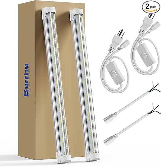 Barrina 5000K 1.5FT LED Shop Light, 3450LM, 25W, T8 Under Cabinet Lighting, Workbench, Workshop, Room, Kitchen, Tube Light, Linkable Ceiling Lights Fixture with Built-in ON/Off Switch, ETL, 2 Packs