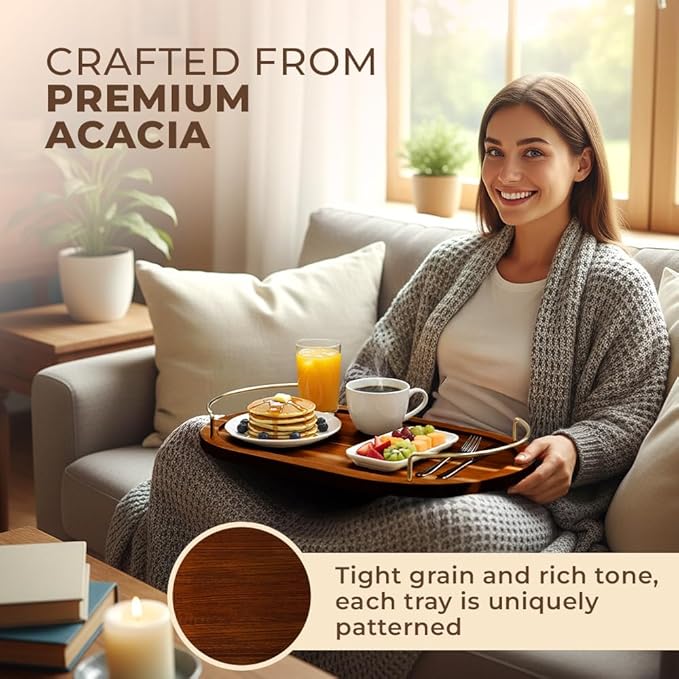 Acacia Serving Platter Snack Tray - Modular Oval Serving Tray for Party Hosting - Trays for Serving Food, Charcuterie, Fruit Platter Tray for Parties, Appetizer Dishes & Dessert Trays