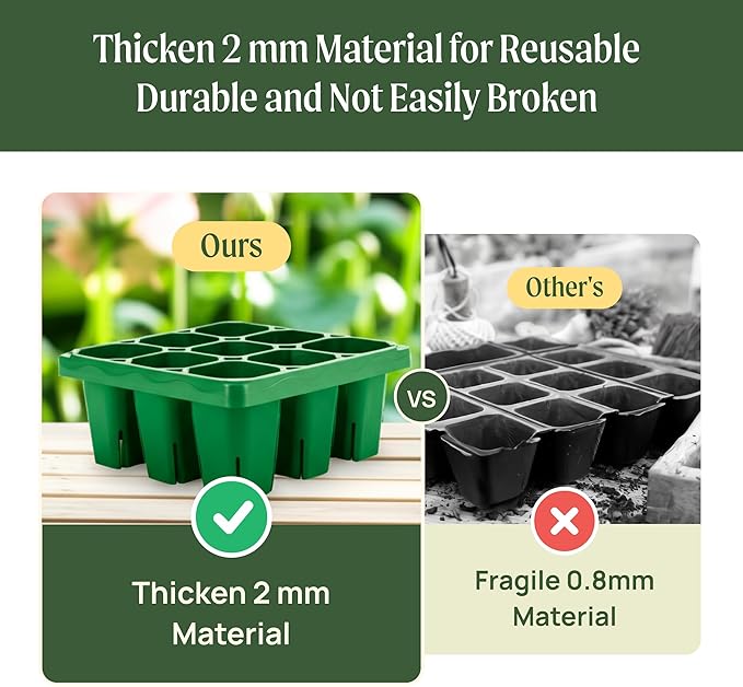 Vego garden Germination Bundle, 2Packs Giga Seedling Trays with Seedling Tray Lids and 10" x 20" Seedling Humidily Dome
