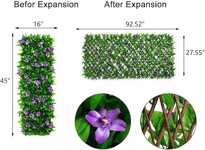 DOEWORKS Expandable Fence Privacy Screen for Balcony Patio Outdoor, 4PCS Faux Ivy Fencing Panel for Backdrop Garden Backyard Home Decorations