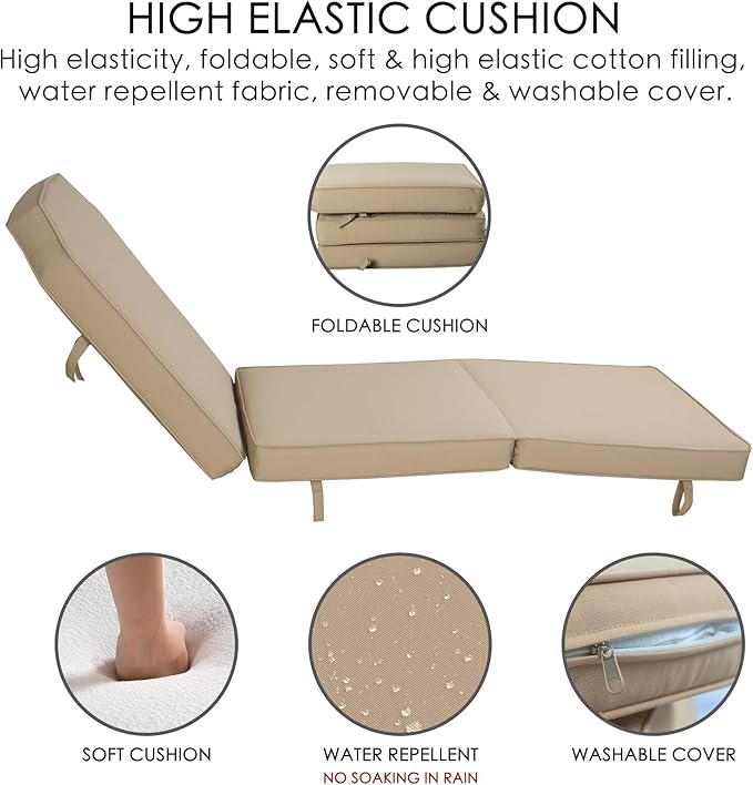 Kozyard Maya Chaise Lounge - Outdoor Patio Recliner Chair, Comfortable Patio Lounge Chair, Elegant Chaise Lounge Chair for Relaxation, Perfect Outdoor Recliner Chair (Tan)