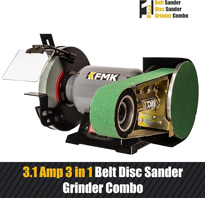 3in1 2"x36" Belt Sander 7" Disc Sander and 8" Grinder Combo, 3.1 Amp Bench Belt Sander for Metal Working, 2 inch Belt Grinder for Knife Making and Sharpening, KF8236