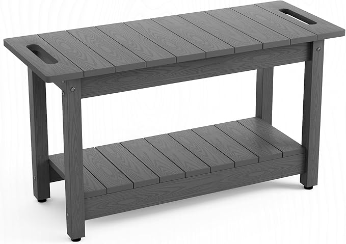 Stoog 30" Shower Bench, Waterproof HIPS Shower Stools with 400 lbs Weight Capacity, Shower Chair for Inside Shower, Non-Slip, Grey