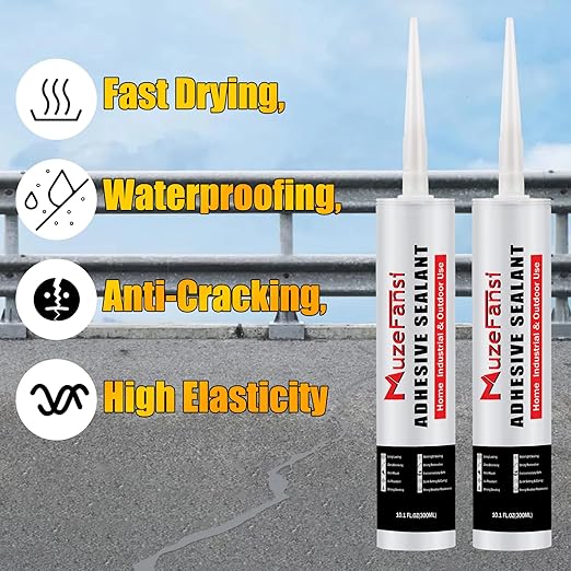 Cement Crack Filler, Flexible Self-Leveling Sealant, Concrete Crack Repair Sealant for Horizontal Surfaces, 10.1 fl. oz (4 Pack, Gray)