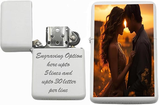 Custom s Infinity Lighter! Personalize Lighter with Your Photo or Logo! Customized - Christmas, Halloween & Valentines Day Gift (White)