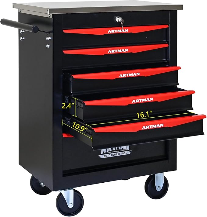 6 Drawers Tool Cart on Wheels,Multifunctional Rolling Tool Storage Chest,Drawer Rolling Trolley Organizer Tool Box for Garage,Workshop,DIY Multiple Interconnectable(6 Drawers-30.5" H)